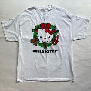 NWT Hello Kitty Christmas Holiday Wreath Bow T-shirt Sanrio